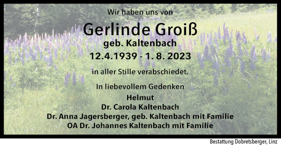 Traueranzeige von Gerlinde Groiß von OÖNachrichten