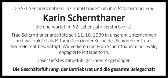 Traueranzeige von Karin Schernthaner von OÖNachrichten