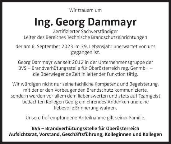 Traueranzeige von Georg Dammayr von OÖNachrichten