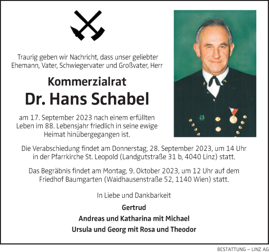 Traueranzeige von Hans Schabel von OÖNachrichten