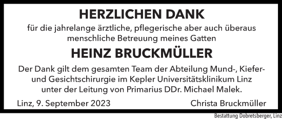 Traueranzeige von Heinz Bruckmüller von OÖNachrichten