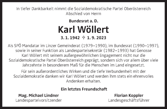 Traueranzeige von Karl Wöllert von OÖNachrichten