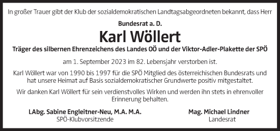 Traueranzeige von Karl Wöllert von OÖNachrichten