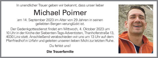 Traueranzeige von Michael Poimer von OÖNachrichten