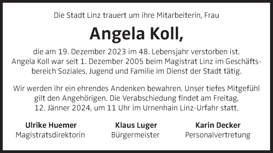 Traueranzeige von Angela Koll von OÖNachrichten