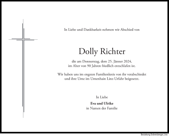 Traueranzeige von Dolly Richter von OÖNachrichten