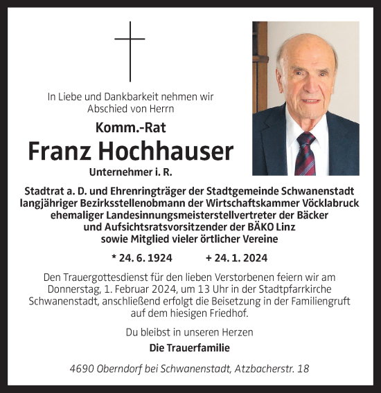 Traueranzeige von Franz Hochhauser von OÖNachrichten