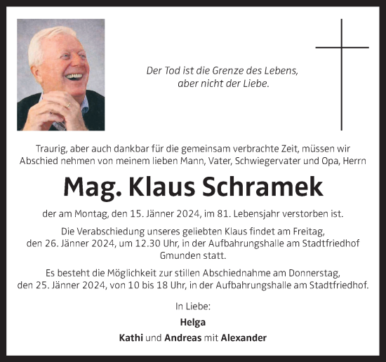 Traueranzeige von Klaus Schramek von OÖNachrichten