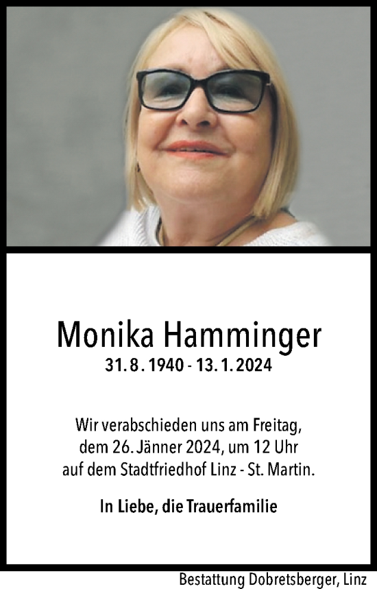 Traueranzeige von Monika Hamminger von OÖNachrichten