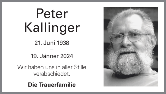 Traueranzeige von Peter Kallinger von OÖNachrichten