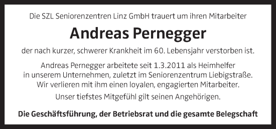 Traueranzeige von Andreas Pernegger von OÖNachrichten