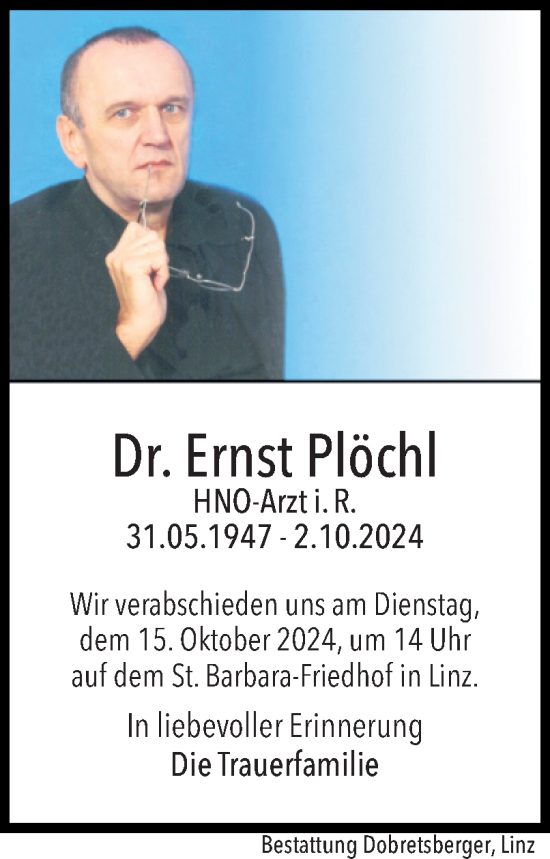 Traueranzeige von Ernst Plöchl von OÖNachrichten