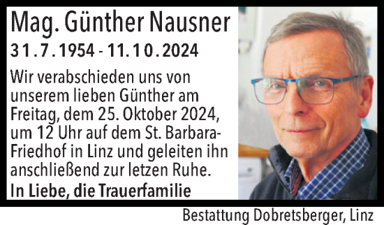Traueranzeige von Günther Nausner von OÖNachrichten
