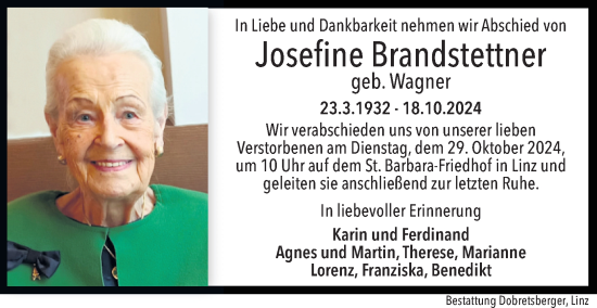 Traueranzeige von Josefine Brandstettner von OÖNachrichten