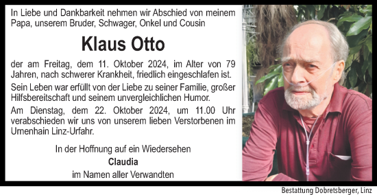 Traueranzeige von Klaus Otto von OÖNachrichten