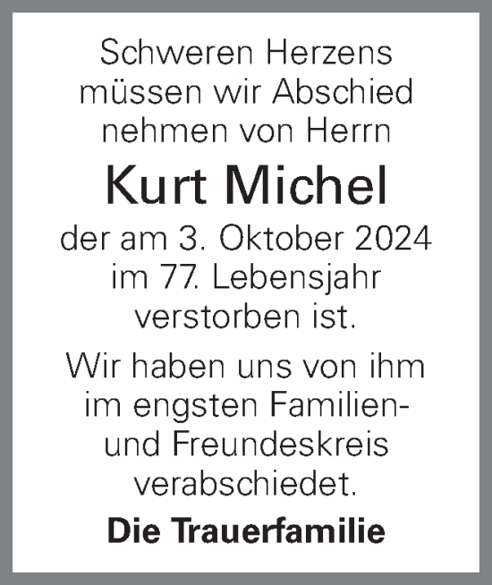 Traueranzeige von Kurt Michel von OÖNachrichten