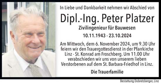 Traueranzeige von Peter Platzer von OÖNachrichten