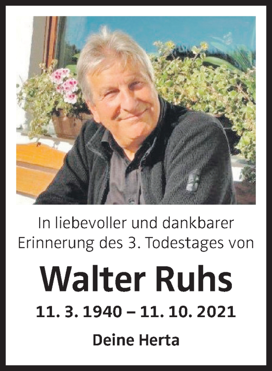 Traueranzeige von Walter Ruhs von OÖNachrichten