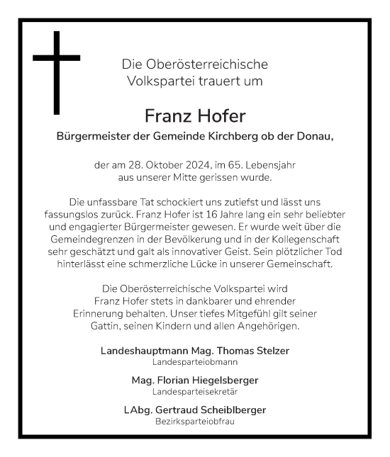 Traueranzeige von Franz Hofer von OÖNachrichten
