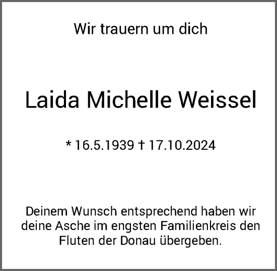 Traueranzeige von Laida Michelle Weissel von OÖNachrichten