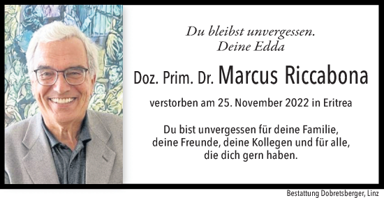 Traueranzeige von Marcus Riccabona von OÖNachrichten