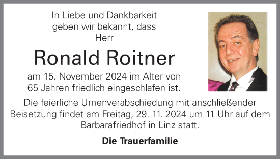 Traueranzeige von Ronald Roitner von OÖNachrichten