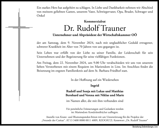 Traueranzeige von Rudolf Trauner von OÖNachrichten