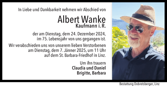 Traueranzeige von Albert Wanke von OÖNachrichten
