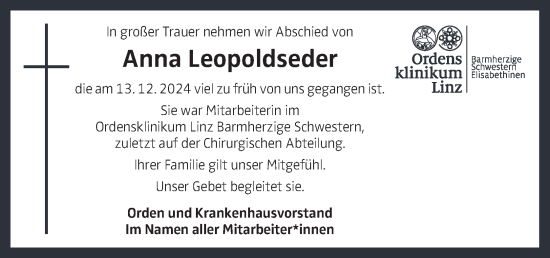 Traueranzeige von Anna Leopoldseder von OÖNachrichten