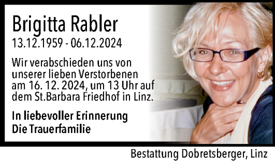 Traueranzeige von Brigitta Rabler von OÖNachrichten