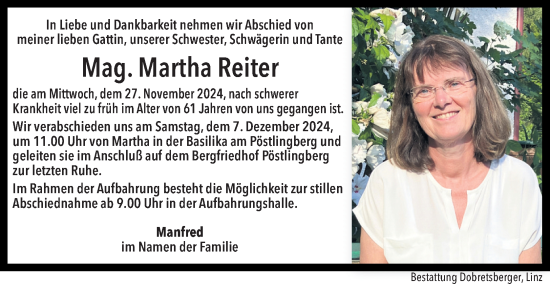 Traueranzeige von Martha Reiter von OÖNachrichten