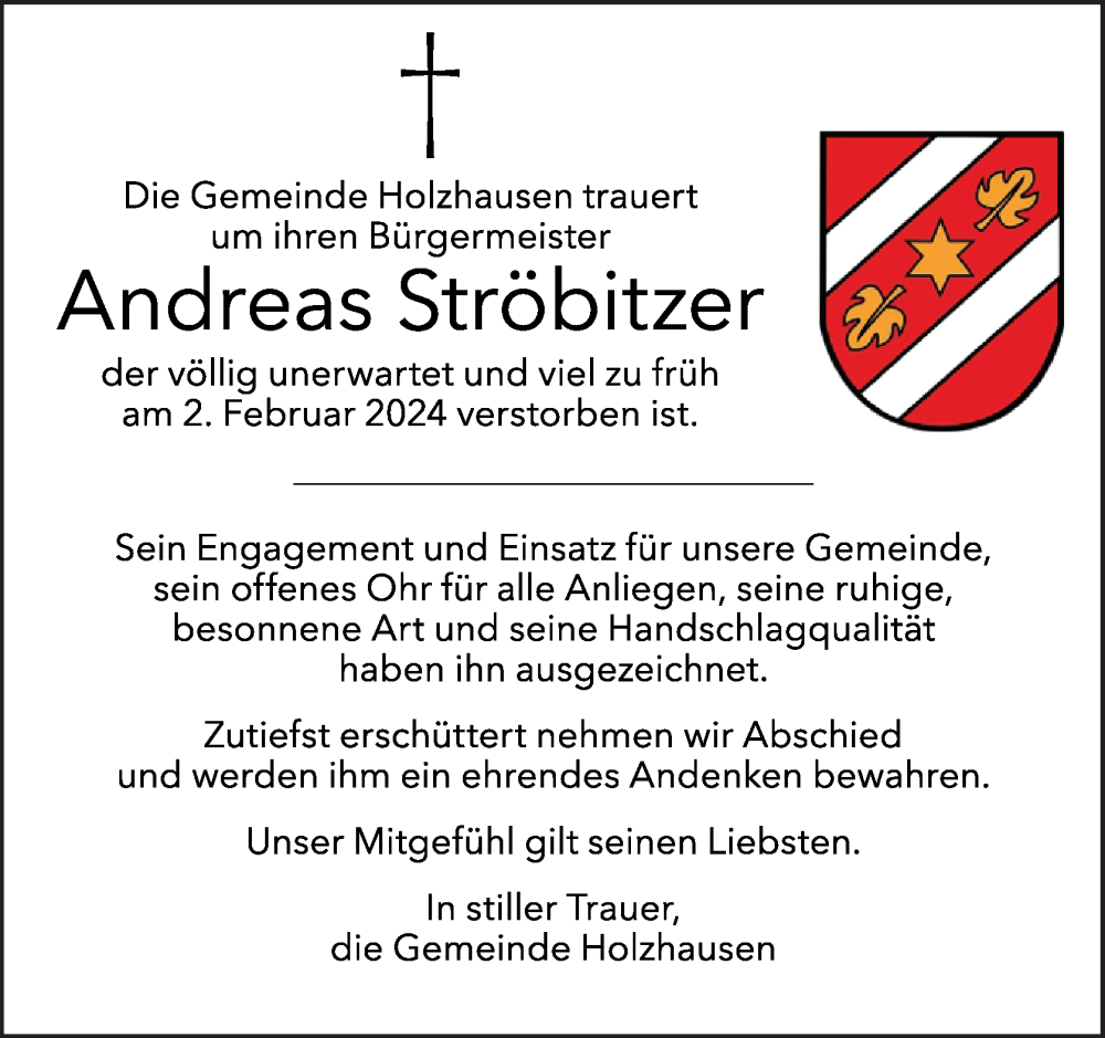  Traueranzeige für Andreas Ströbitzer vom 12.02.2024 aus OÖNachrichten
