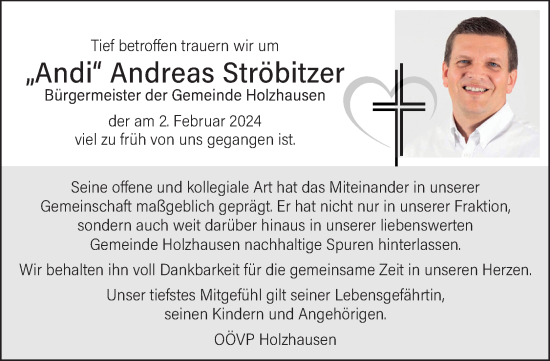 Traueranzeige von Andreas Ströbitzer von OÖNachrichten