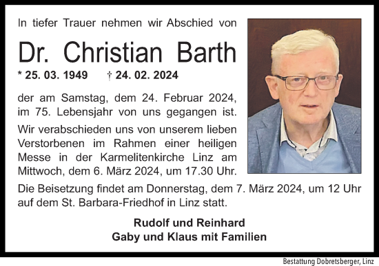 Traueranzeige von Christian Barth von OÖNachrichten