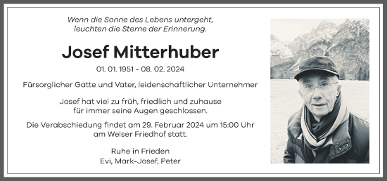 Traueranzeige von Josef Mitterhuber von OÖNachrichten