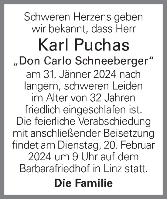 Traueranzeige von Karl Puchas von OÖNachrichten