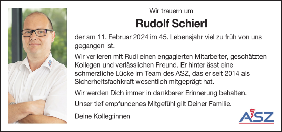 Traueranzeige von Rudolf Schierl von OÖNachrichten