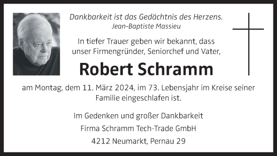 Traueranzeige von Robert Schramm von OÖNachrichten