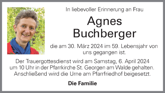 Traueranzeige von Agnes Buchberger von OÖNachrichten