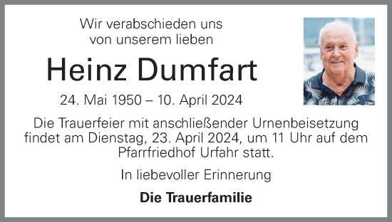 Traueranzeige von Heinz Dumfart von OÖNachrichten