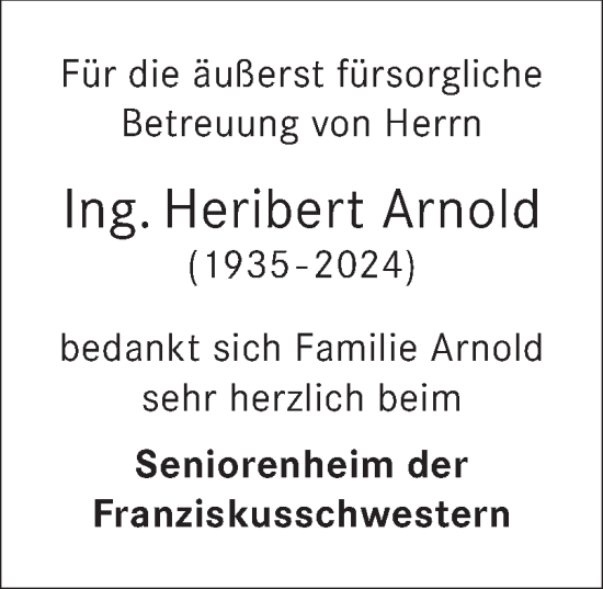 Traueranzeige von Heribert Arnold von OÖNachrichten