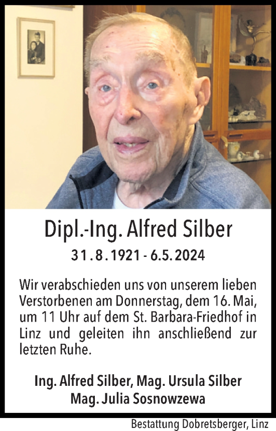 Traueranzeige von Alfred Silber von OÖNachrichten