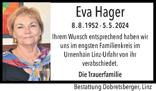 Traueranzeige von Eva Hager von OÖNachrichten