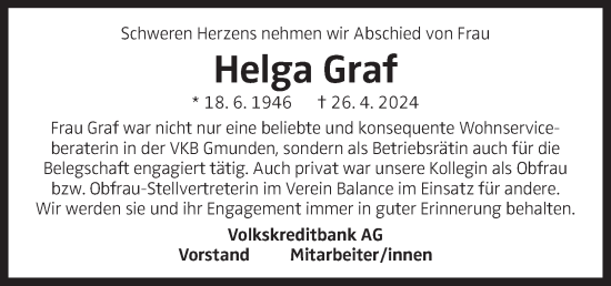 Traueranzeige von Helga Graf von OÖNachrichten