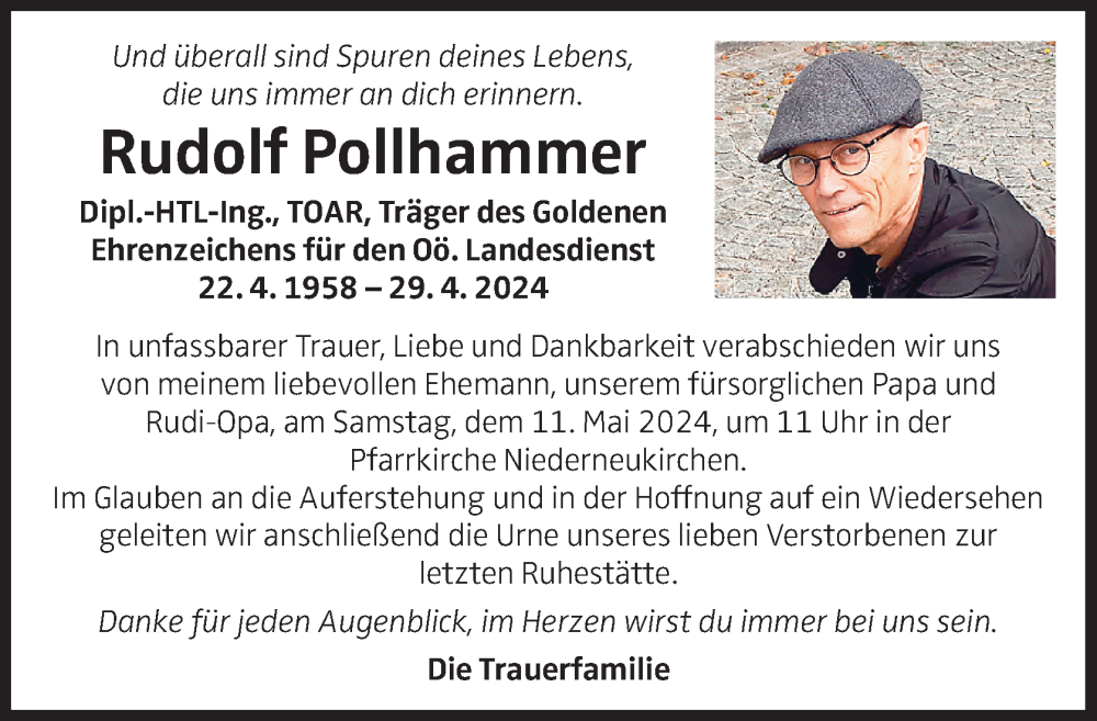  Traueranzeige für Rudolf Pollhammer vom 06.05.2024 aus OÖNachrichten