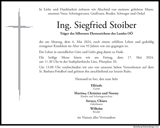 Traueranzeige von Siegfried Stoiber von OÖNachrichten