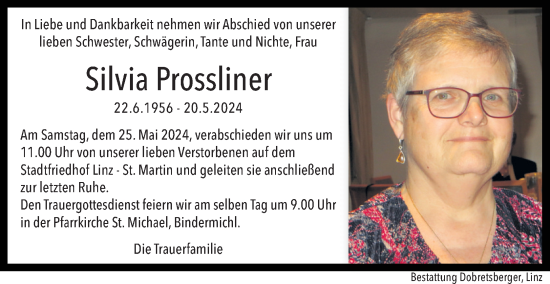 Traueranzeige von Silvia Prossliner von OÖNachrichten
