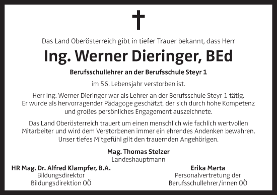 Traueranzeige von Werner Dieringer von OÖNachrichten