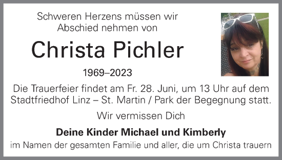Traueranzeige von Christa Pichler von OÖNachrichten