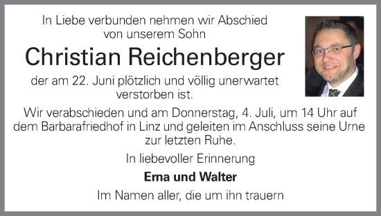 Traueranzeige von Christian Reichenberger von OÖNachrichten